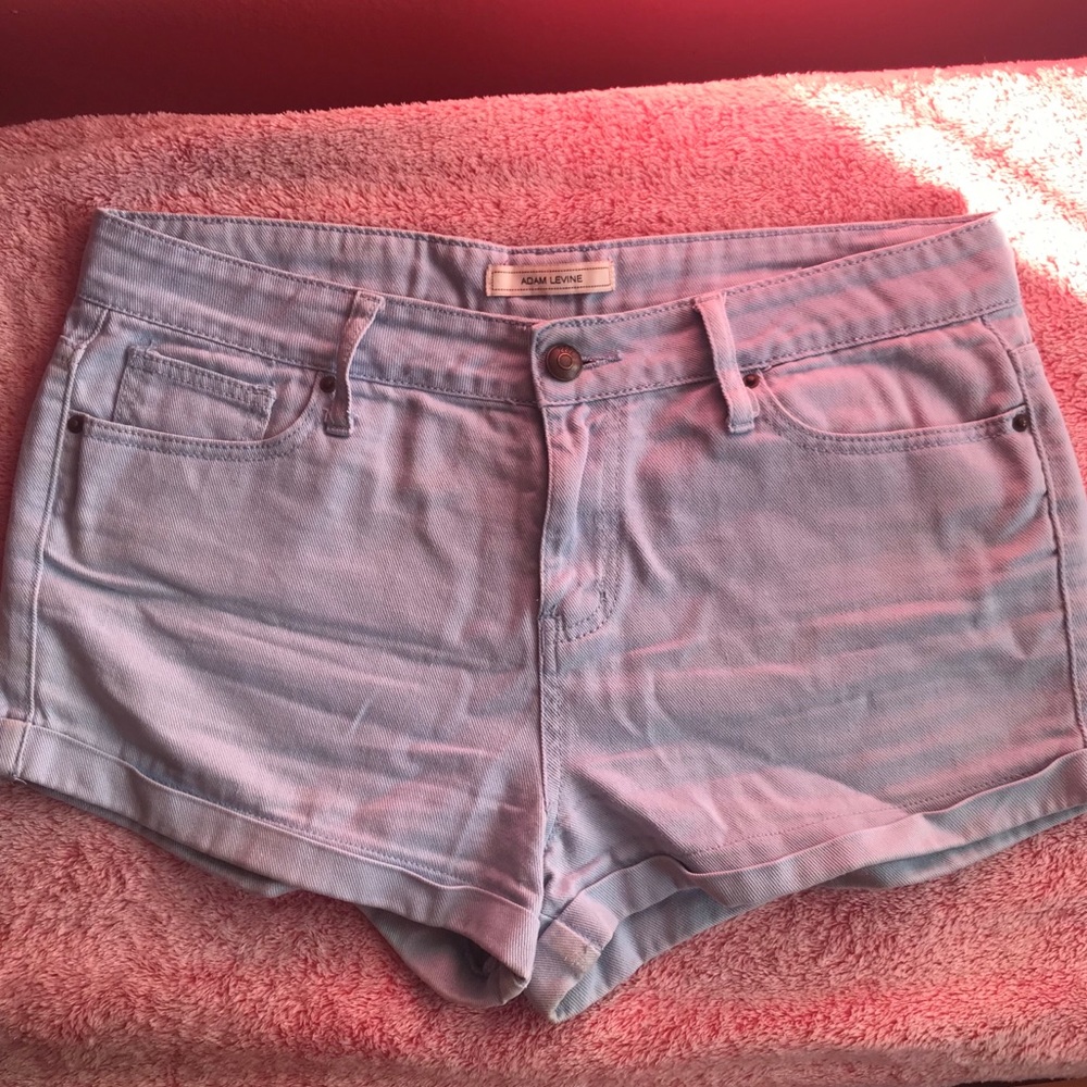 Adam Levine light blue shorts